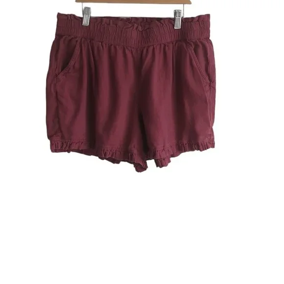 Loft High Rise Linen Ruffle Short - Picture 1 of 3